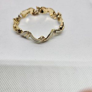 Vintage Signed Coro Gold Tone and White Bracelet